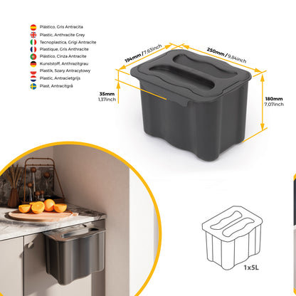 Pattumiera per differenziata ausiliario Recycle 5 L per cucina