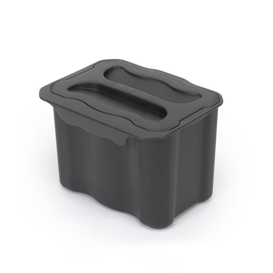 Emuca Recycle contenitore per la raccolta differenziata e per l'appendiabiti Recycle, 1 contenitore da 5 lt, con coperchio, Grigio antracite, Tecnoplastica
