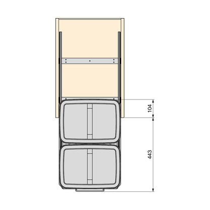 Pattumiere per differenziata Recycle da cucina, 2 x 35 L, fissaggio sul fondo ed estrazione manuale