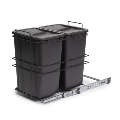Emuca Contenitore per la raccolta differenziata Recycle da montare sul fondo e da estrarre manualmente in cucina Recycle 2x35lt, Grigio antracite Tecnoplastica