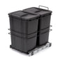 Emuca Contenitore per la raccolta differenziata Recycle da montare sul fondo e da estrarre manualmente in cucina Recycle 2x35lt, Grigio antracite Tecnoplastica