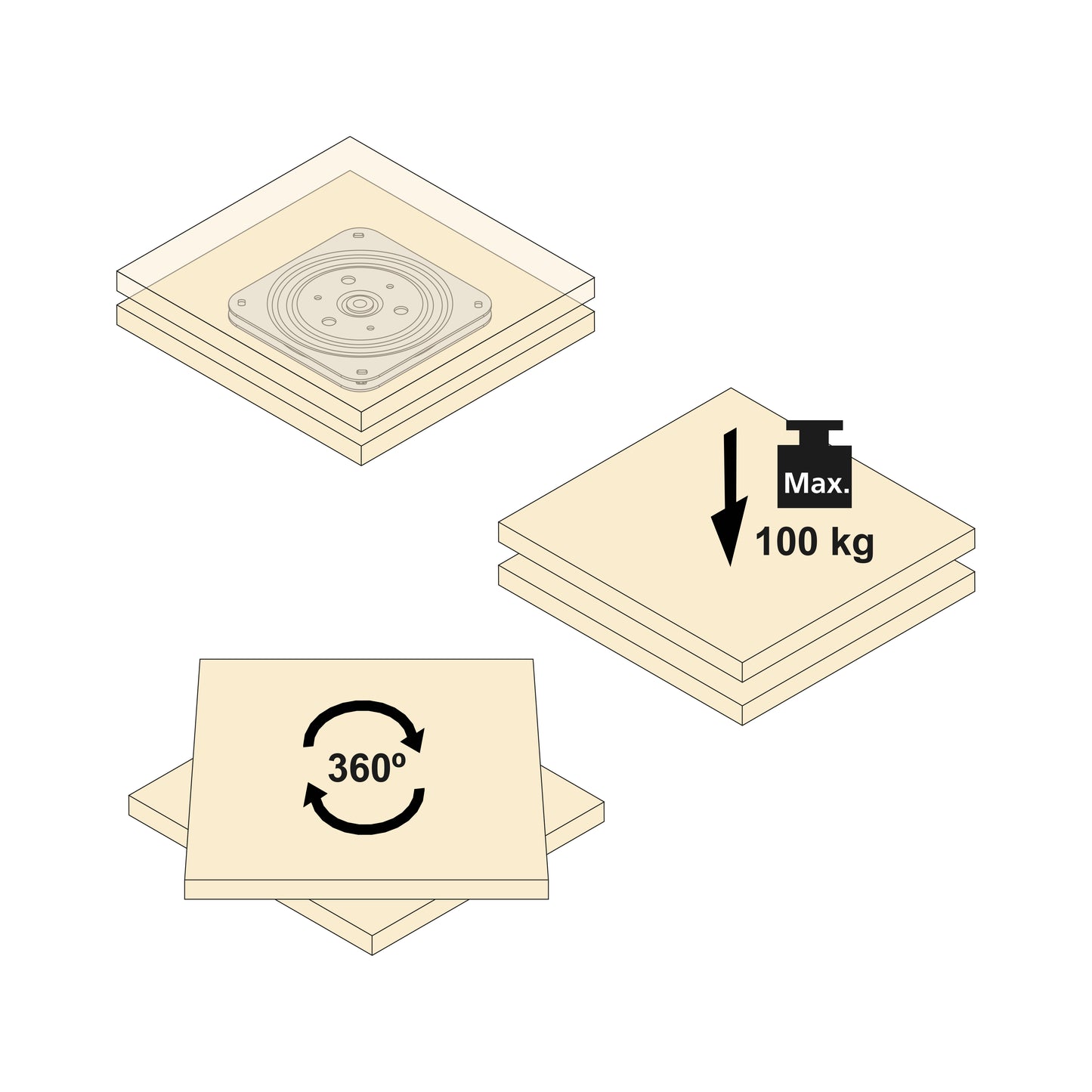 Emuca Base girevole Giro 4, 100 kg, Acciaio, Zincato bianco