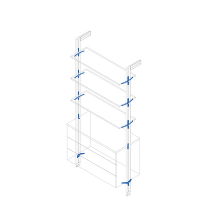 Emuca Kit di Reggimensole per 3 ripiani in Legno e 1 modulo per struttura Zero, Zama, Verniciato grigio pietra