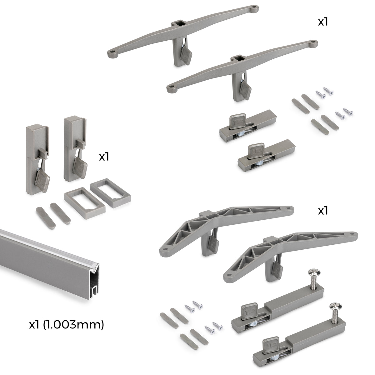 Kit Zero di supporti per mensole in legno, modulo e barra appendiabiti