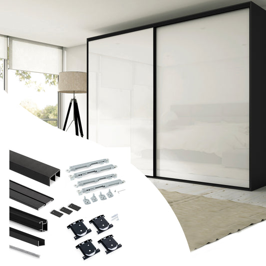 Sistema scorrevole per armadio 2 ante a scorrimento inferiore Placard 74 con maniglia Sharp e chiusura soft