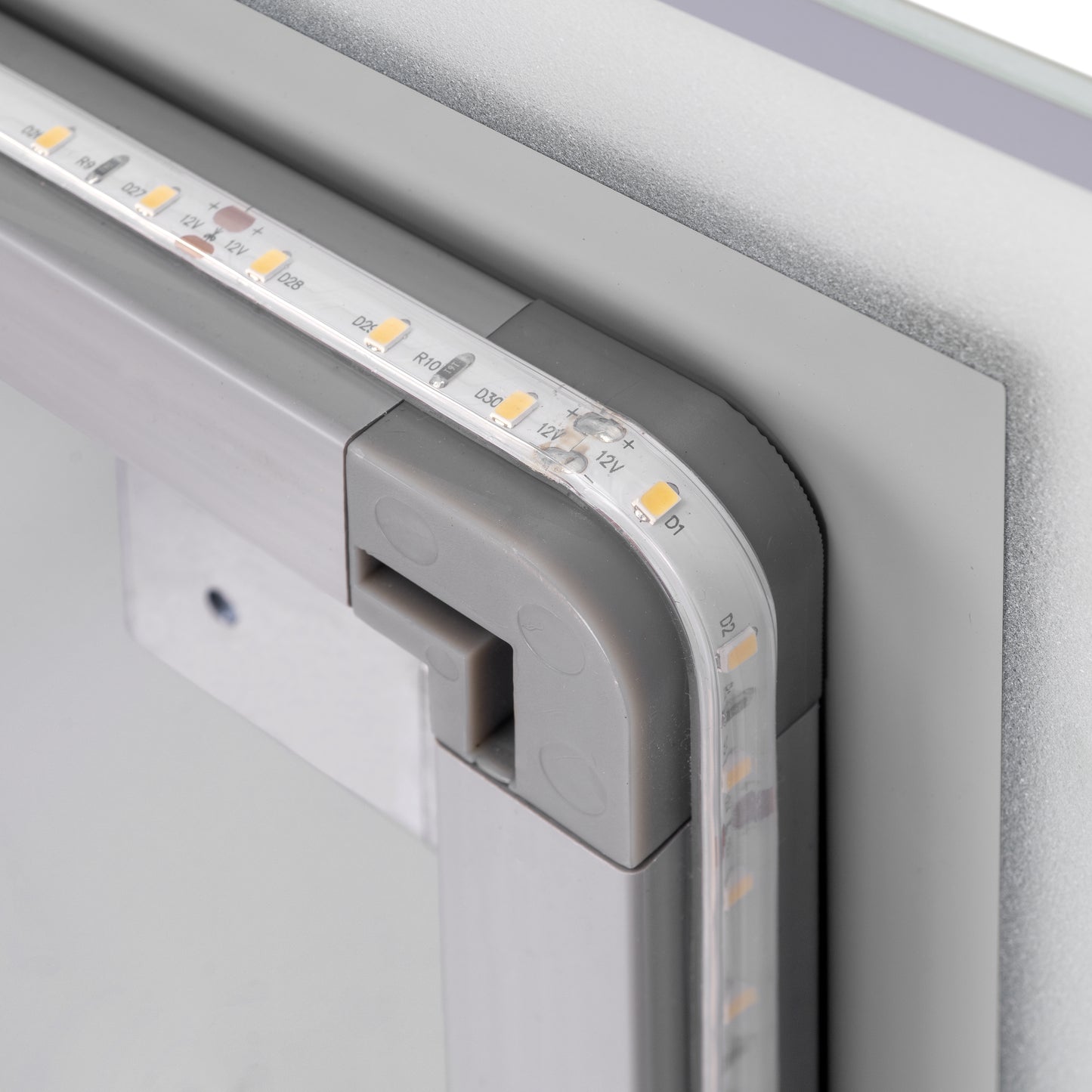 Emuca Heracles Specchio da bagno con illuminazione LED frontale e decorativa, AC 230V 50Hz, 34W, Tecnoplastica e Vetro
