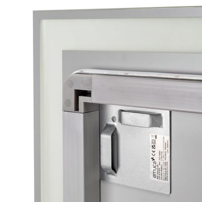 Emuca Heracles Specchio da bagno con illuminazione LED frontale e decorativa, AC 230V 50Hz, 34W, Tecnoplastica e Vetro