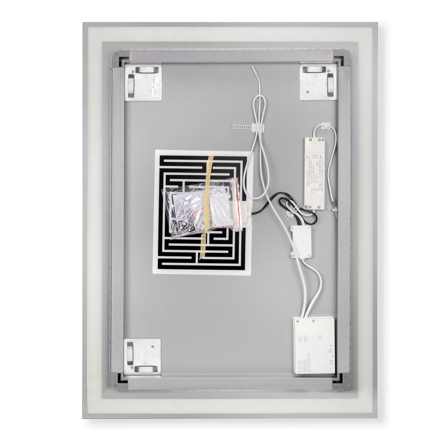 Emuca Heracles Specchio da bagno con illuminazione LED frontale e decorativa, AC 230V 50Hz, 34W, Tecnoplastica e Vetro