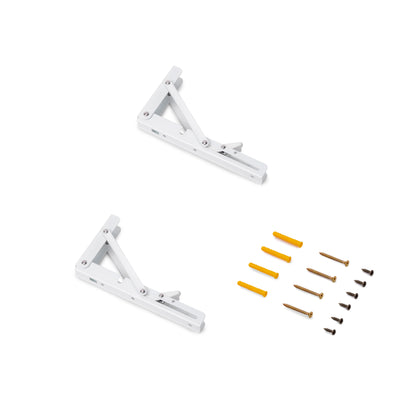 Emuca Set di supporti pieghevoli, lunghezza 203 mm, Acciaio, Verniciato bianco