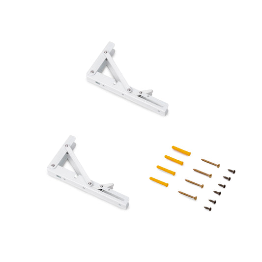 Emuca Set di supporti pieghevoli, lunghezza 203 mm, Acciaio, Verniciato bianco