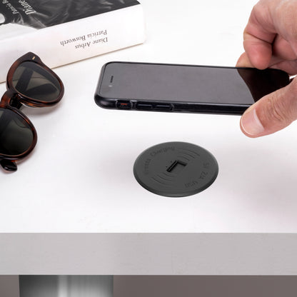 Emuca Caricabatterie wireless Airtop 2, con USB A, D.60mm, 5V DC / 2.1A (USB-10W/Qi-10W), Tecnoplastica, Nero
