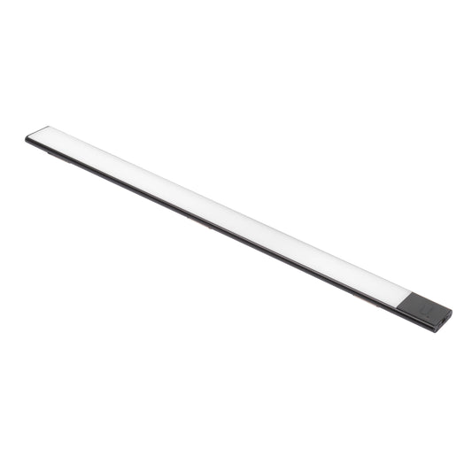 Emuca Lampada LED ricaricabile con USB Kaus Black con sensore di prossimità, L600mm, Tecnoplastica e Alluminio, Verniciato nero