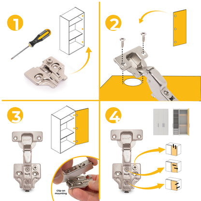 Kit cerniera mezzo collo X92 con chiusura ammortizzata e basette per vite