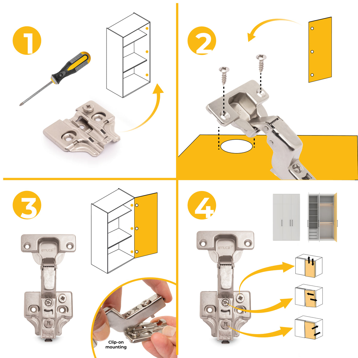 Kit cerniera collo alto X92 con chiusura ammortizzata e basetta
