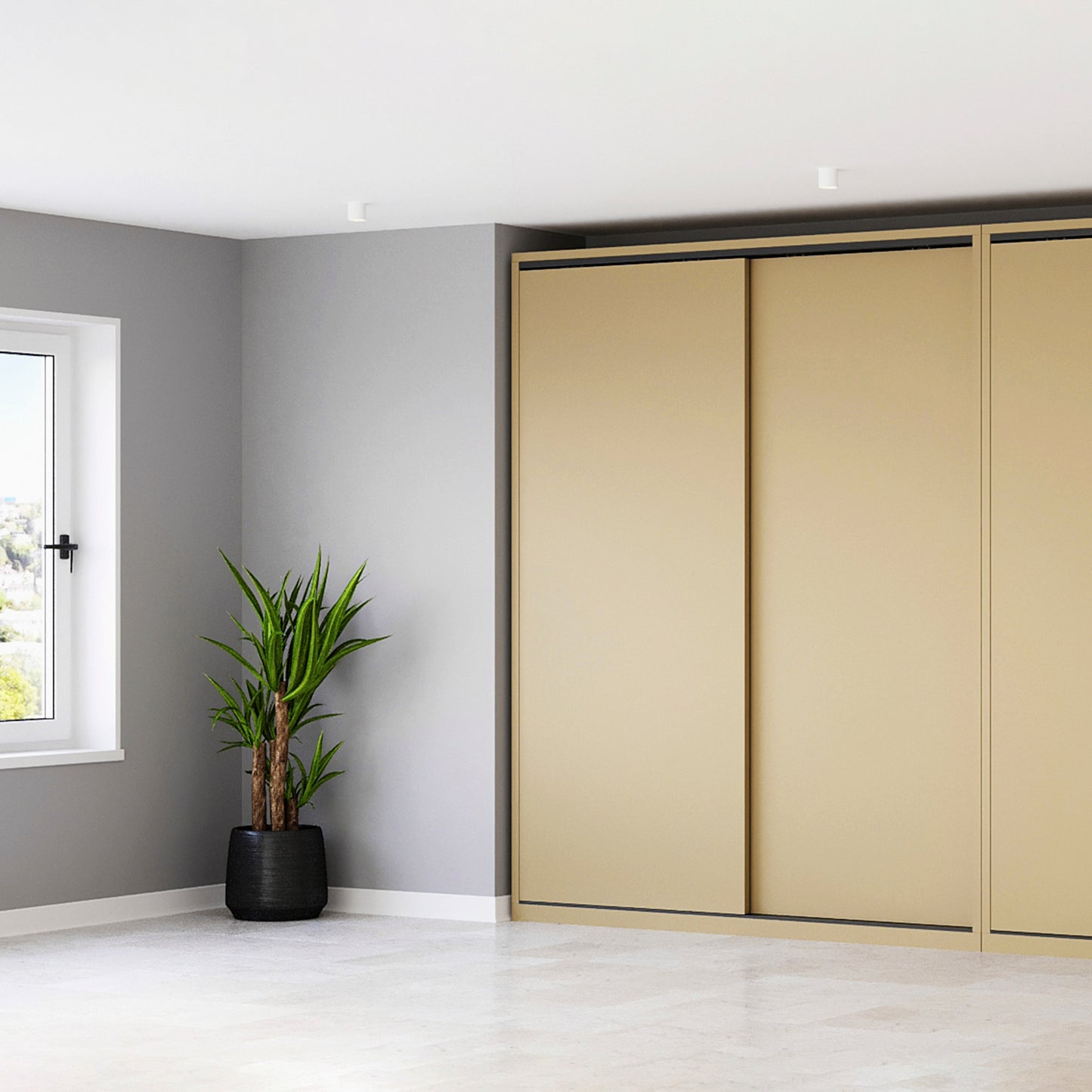 Emuca Kit di ferramenta per armadio 2 con porte scorrevoli e chiusura soft Flow con binari di superficie 2,35 m, pannelli non inclusi, Anodizzato opaco
