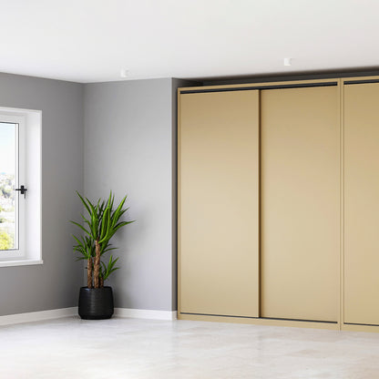 Emuca Kit di ferramenta per armadio 2 con porte scorrevoli e chiusura soft Flow con binari di superficie 2,35 m, pannelli non inclusi, Anodizzato opaco