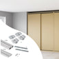 Sistema Flow da superficie in kit per un armadio con 2 ante scorrevoli in legno supportate da chiusura ammortizzata