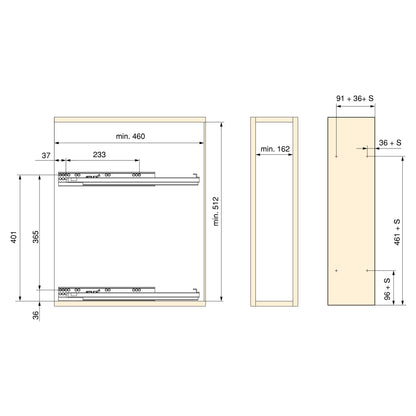 Emuca SupraMax portabottiglie laterale estraibile SupraMax con chiusura soft, modulo 200 mm, Acciaio, Cromato lucido