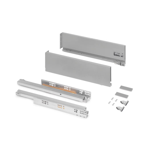 Emuca Cassetto esterno Vertex 40kg altezza 131mm, profondità 450mm, Acciaio, Grigia verniciato