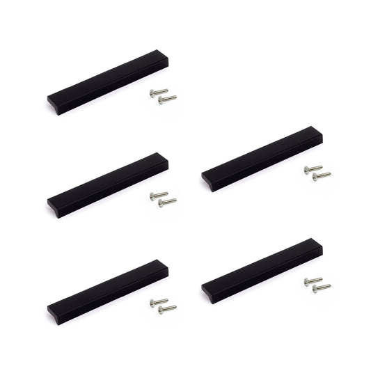 Emuca Lotto di 5 maniglie per mobili Brema, L160mm, interasse 128mm, Alluminio, Anodizzato nero