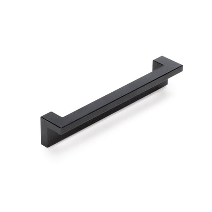 Emuca Lotto di 5 maniglie per mobili Ribarroja, L144mm, interasse 128mm, Zama, Verniciato nero