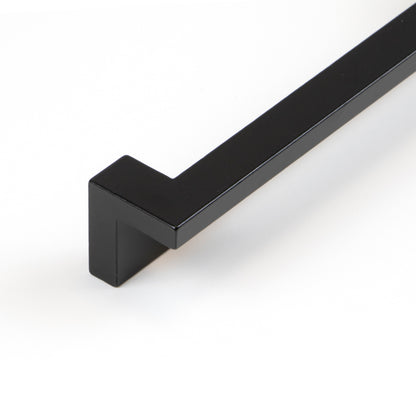 Emuca Lotto di 5 maniglie per mobili Ribarroja, L144mm, interasse 128mm, Zama, Verniciato nero