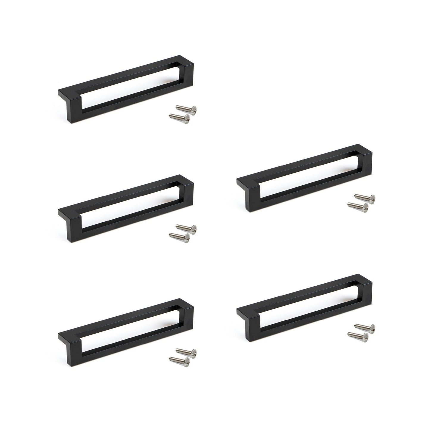 Emuca Lotto di 5 maniglie per mobili Ribarroja, L144mm, interasse 128mm, Zama, Verniciato nero