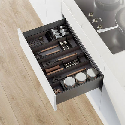 Emuca Organizzatore per cassetto Orderbox, 150x470 mm, Acciaio e Legno, Grigio antracite