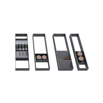 Emuca Organizzatore per cassetto Orderbox, 150x470 mm, Acciaio e Legno, Grigio antracite