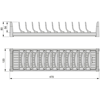 Emuca Portapiatti per cassetto Orderbox, 120x470 mm, Alluminio e Tecnoplastica, Grigio antracite