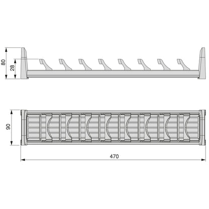 Emuca Supporto per cassetto Orderbox, 90x470 mm, Alluminio e Tecnoplastica, Grigio antracite