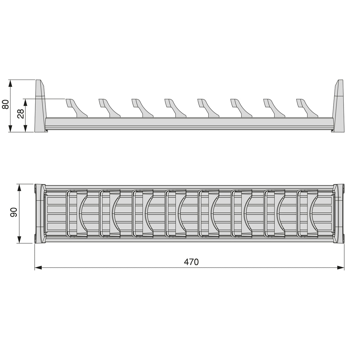 Portapiatti Orderbox 90x470 per cassetto