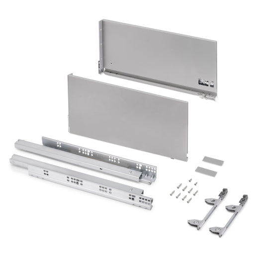 Emuca Cassetto esterno Vertex 60kg, altezza 242mm, profondità 500mm, Acciaio, Verniciato alluminio