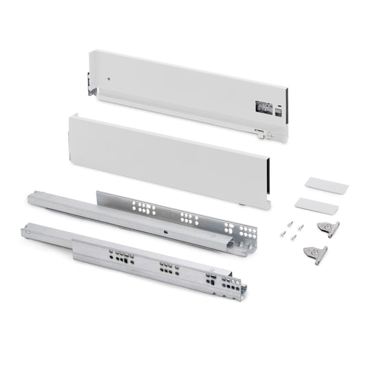 Emuca Cassetto esterno Vertex con regolazione 3D altezza 131mm, 40kg, profondità 350mm, Acciaio, Verniciato bianco