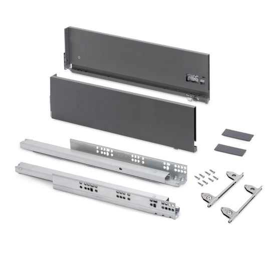 Emuca Cassetto esterno Vertex con regolazione 3D altezza 178mm, 40kg, profondità 500mm, Acciaio, Grigio antracite