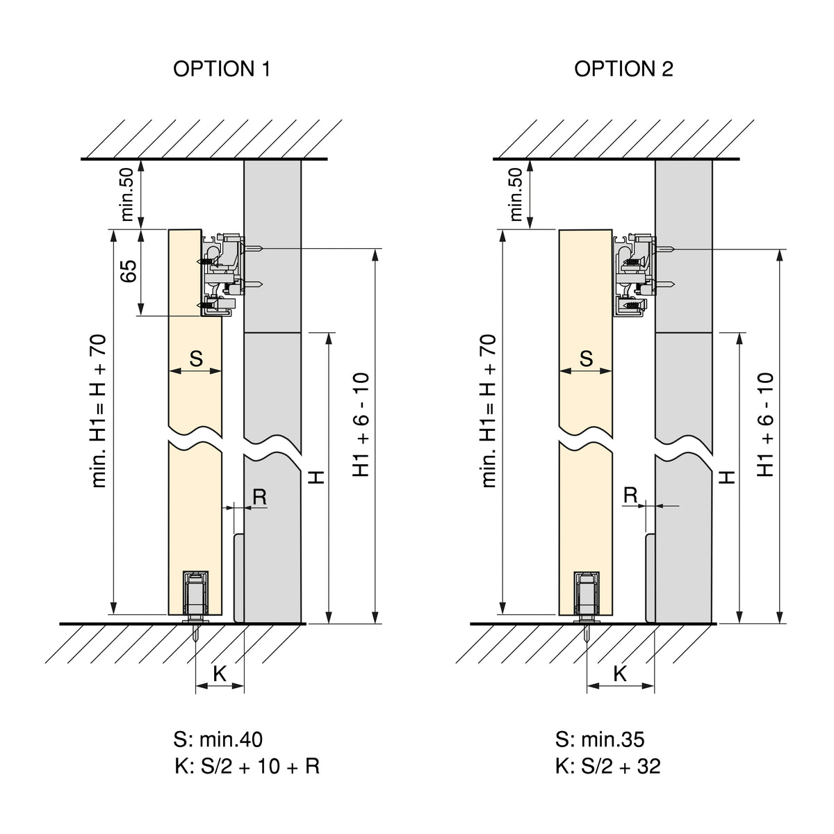 Sistema Wall per ante scorrevoli sospese in legno con chiusura soft