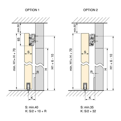 Sistema Wall per ante scorrevoli sospese in legno con chiusura soft