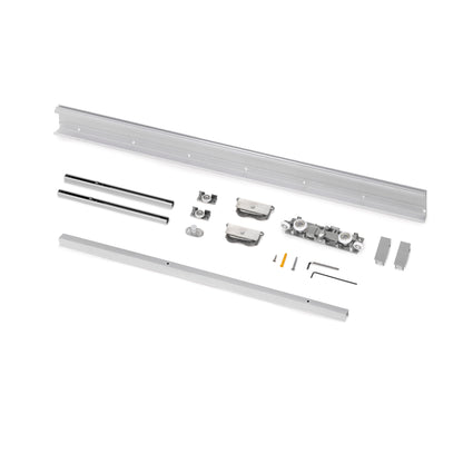 Emuca Kit di ferramenta per porta scorrevole appesa in legno Wall con chiusura soft, Acciaio, Alluminio e Tecnoplastica