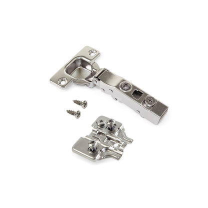 Emuca Lotto di 20 cerniere collo dritto X91N con basette montaggio misto, diametro 5x9,5 mm, altezza 0, Acciaio, Nichelato