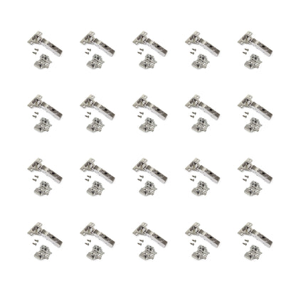 Emuca Lotto di 20 cerniere collo dritto X91N con basette montaggio misto, diametro 5x9,5 mm, altezza 0, Acciaio, Nichelato