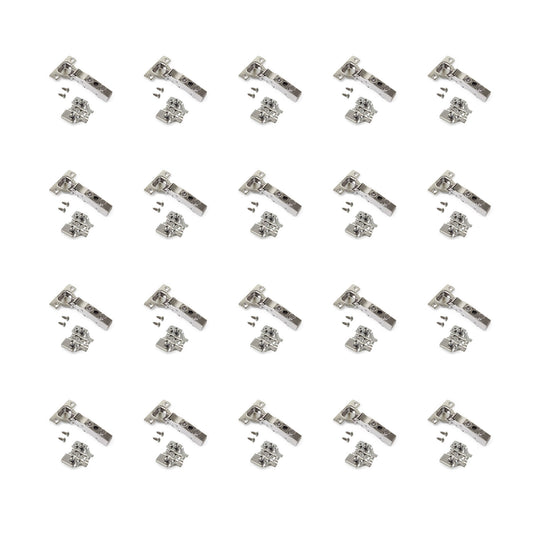 Emuca Lotto di 20 cerniere collo dritto X91N con basette montaggio misto, diametro 5x9,5 mm, altezza 0, Acciaio, Nichelato