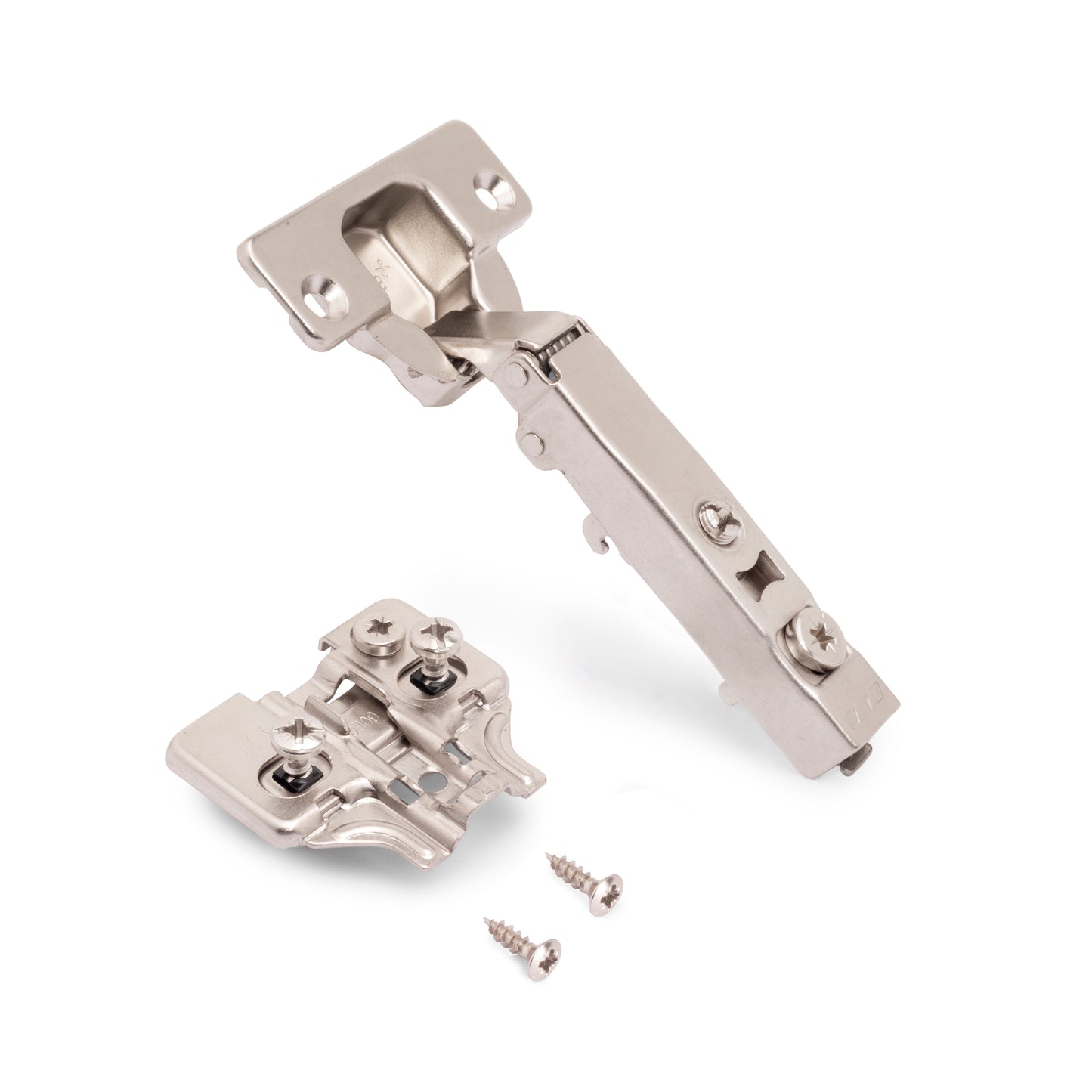 Emuca Lotto di 20 cerniere collo dritto X92 con chiusura soft e basette montaggio misto, diametro 5x9,5 mm, altezza 0, Acciaio, Nichelato