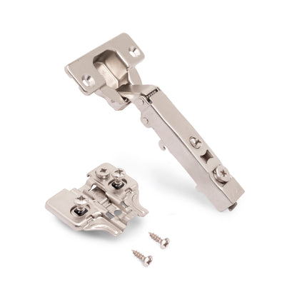 Emuca Lotto di 20 cerniere collo dritto X92 con chiusura soft e basette montaggio misto, diametro 5x9,5 mm, altezza 0, Acciaio, Nichelato