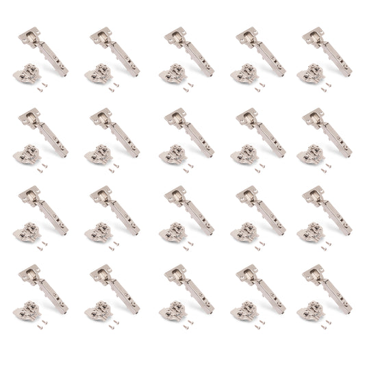 Emuca Lotto di 20 cerniere collo dritto X92 con chiusura soft e basette montaggio misto, diametro 5x9,5 mm, altezza 0, Acciaio, Nichelato