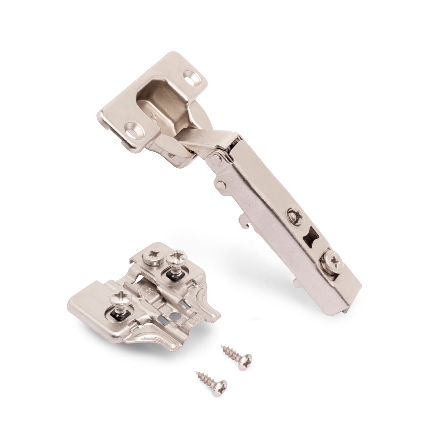 Emuca Lotto di 20 cerniere collo dritto X92N e basette di montaggio misto, diametro 5x9,5 mm, altezza 0, Acciaio, Nichelato
