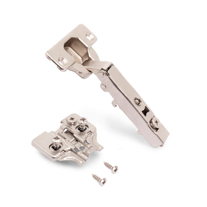 Emuca Lotto di 20 cerniere collo dritto X92N e basette di montaggio misto, diametro 5x9,5 mm, altezza 0, Acciaio, Nichelato