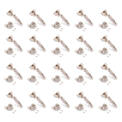 Emuca Lotto di 20 cerniere collo dritto X92N e basette di montaggio misto, diametro 5x9,5 mm, altezza 0, Acciaio, Nichelato