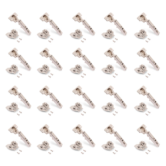 Emuca Lotto di 20 cerniere collo dritto X92N e basette di montaggio misto, diametro 5x9,5 mm, altezza 0, Acciaio, Nichelato