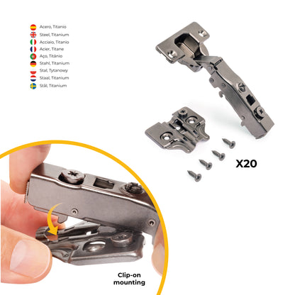 Kit cerniera collo dritto X91 con chiusura ammortizzata e basetta