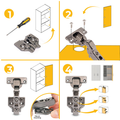 Kit cerniera mezzo collo X91 con chiusura ammortizzata, basette per vite
